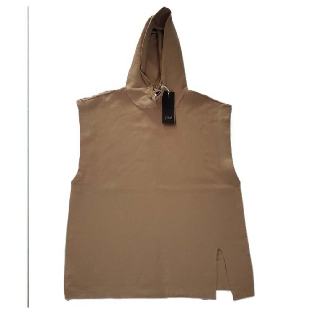 NWT* YEST Women's Pullover Sleeveless Hoodie Vest Light Camel Brown Poncho Style